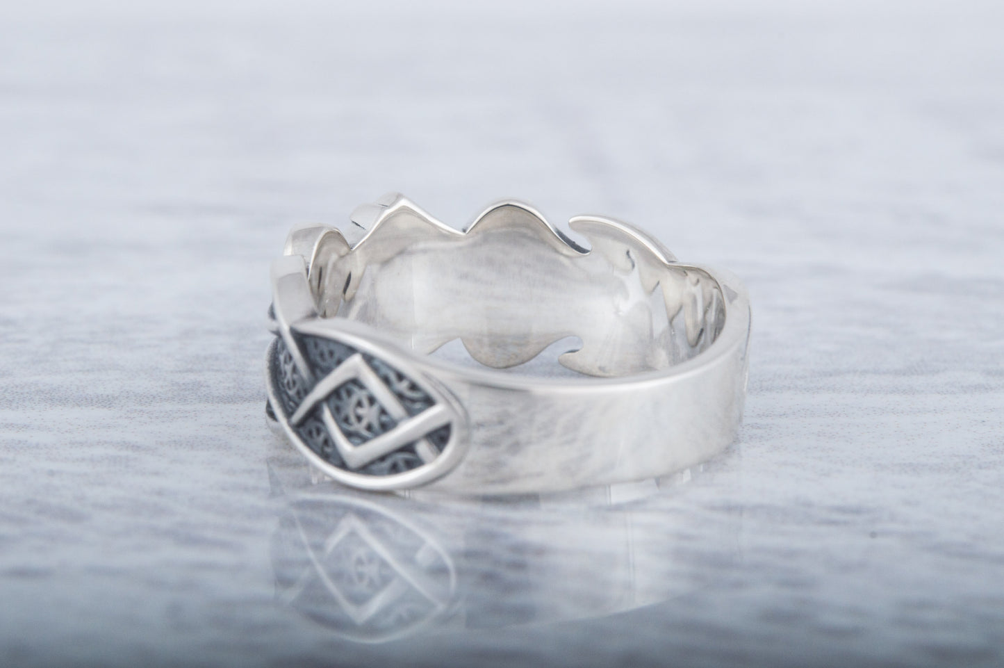 vkngjewelry Ring Handcrafted Algiz Rune Norse Ornament Sterling Silver Ring