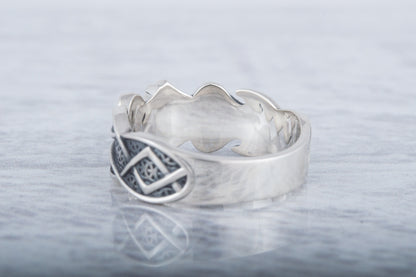 vkngjewelry Ring Handcrafted Algiz Rune Norse Ornament Sterling Silver Ring
