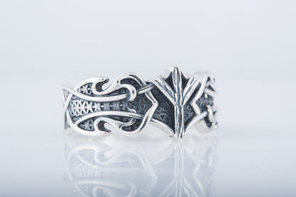 vkngjewelry Ring Handcrafted Algiz Rune Norse Ornament Sterling Silver Ring