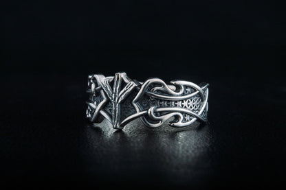 vkngjewelry Ring Handcrafted Algiz Rune Norse Ornament Sterling Silver Ring