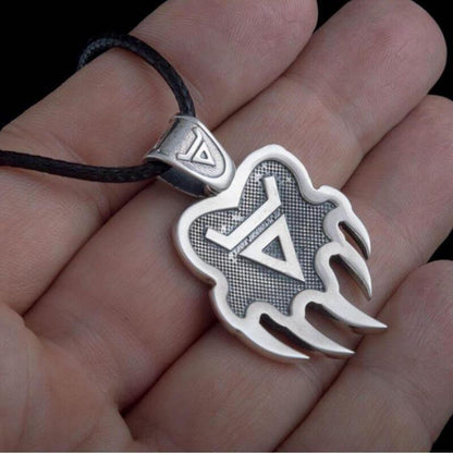 vkngjewelry Pendant Berserker Paw Veles Symbol Sterling Silver