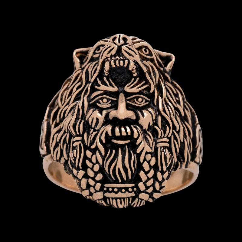 vkngjewelry Bagues Berserker With Bear Hood Bronze Ring