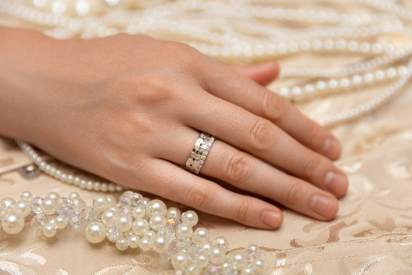 vkngjewelry Ring Braided Gold Wedding Ring with Diamonds, Handcrafted Norse Jewelry