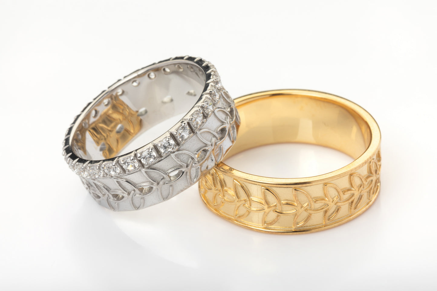 vkngjewelry Ring Braided Gold Wedding Ring with Diamonds, Handcrafted Norse Jewelry