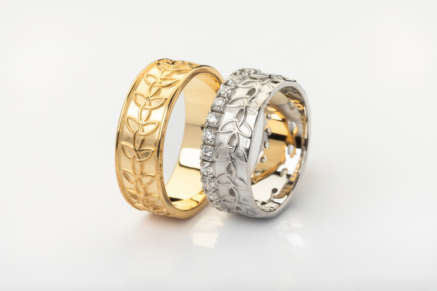 vkngjewelry Ring Braided Gold Wedding Ring with Diamonds, Handcrafted Norse Jewelry