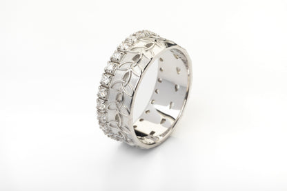 vkngjewelry Ring Braided Gold Wedding Ring with Diamonds, Handcrafted Norse Jewelry