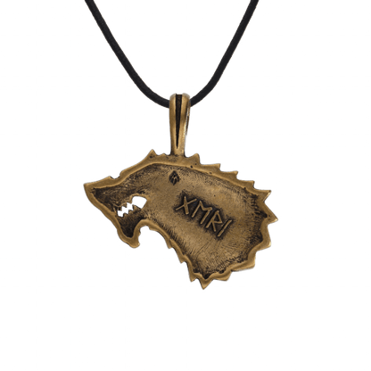 vkngjewelry Pendant Bronze Necklace Geri Wolf of Odin
