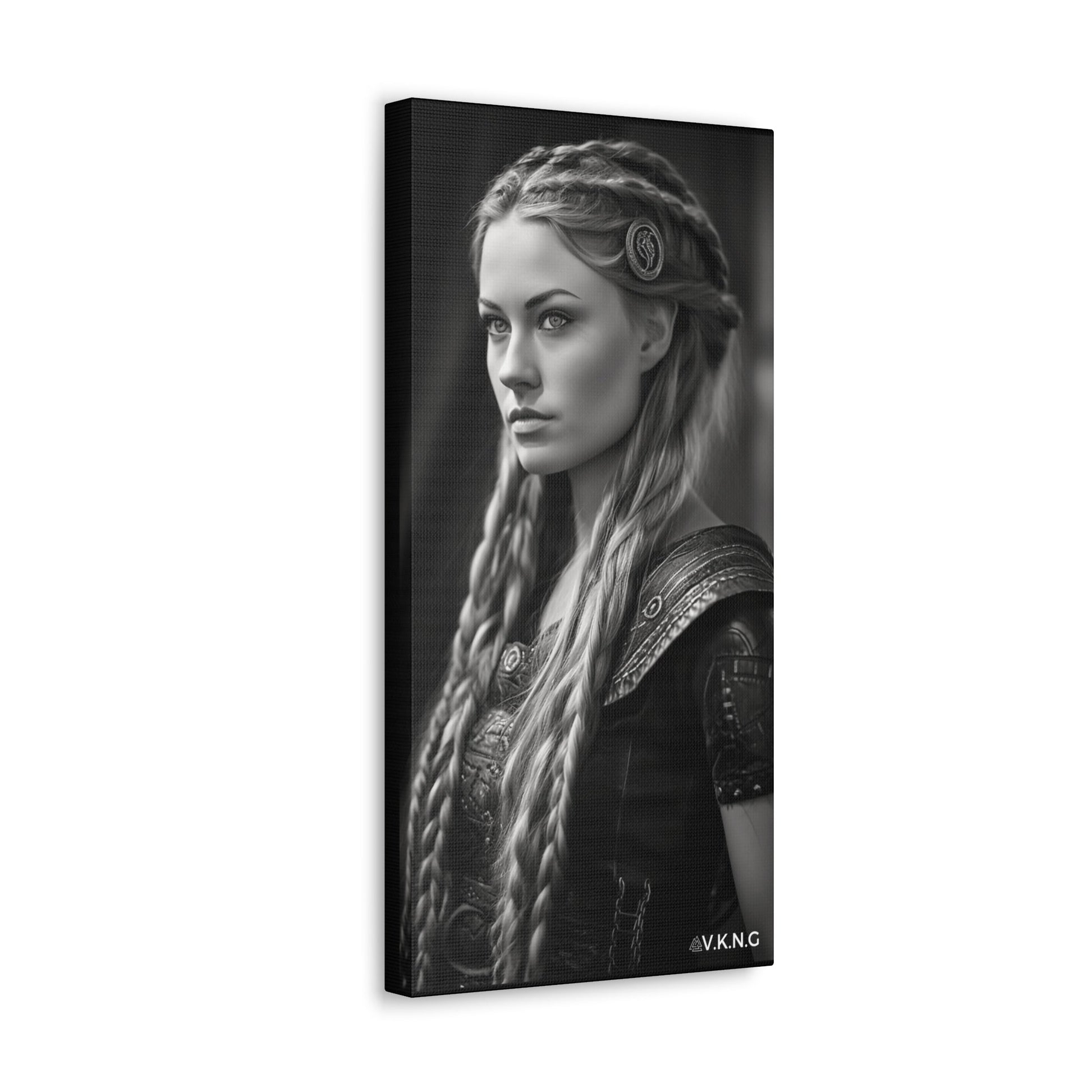 Printify Canvas Canva 9:16 Viking woman Black & White