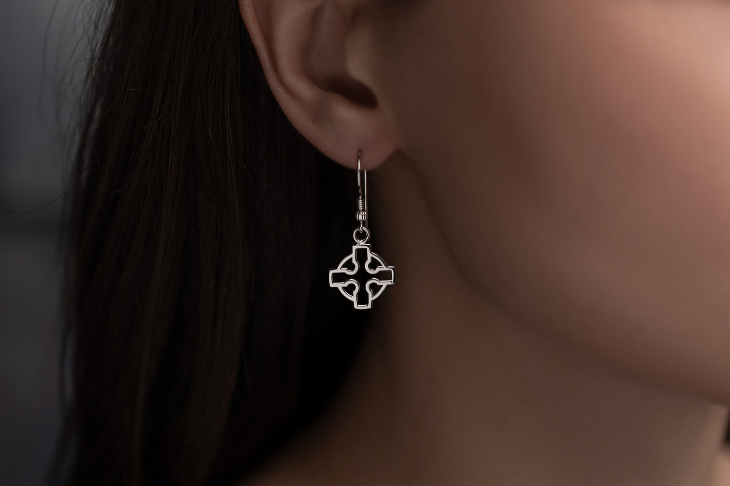vkngjewelry Earrings Celtic Cross Earrings, Silver Norse Jewelry