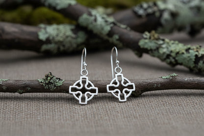 vkngjewelry Earrings Celtic Cross Earrings, Silver Norse Jewelry