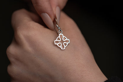vkngjewelry Earrings Celtic Cross Earrings, Silver Norse Jewelry