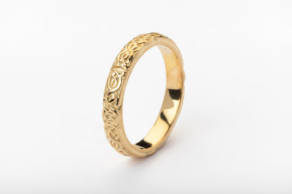 vkngjewelry Ring Celtic Knot Gold Band, Handcrafted Norse Wedding Jewelry