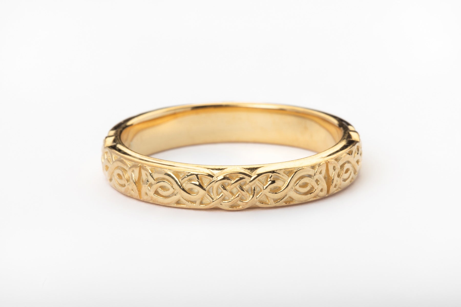 vkngjewelry Ring Celtic Knot Gold Band, Handcrafted Norse Wedding Jewelry