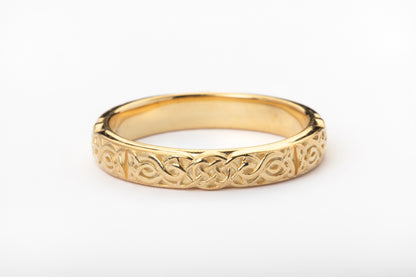vkngjewelry Ring Celtic Knot Gold Band, Handcrafted Norse Wedding Jewelry