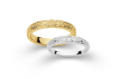 vkngjewelry Ring Celtic Knot Gold Band, Handcrafted Norse Wedding Jewelry
