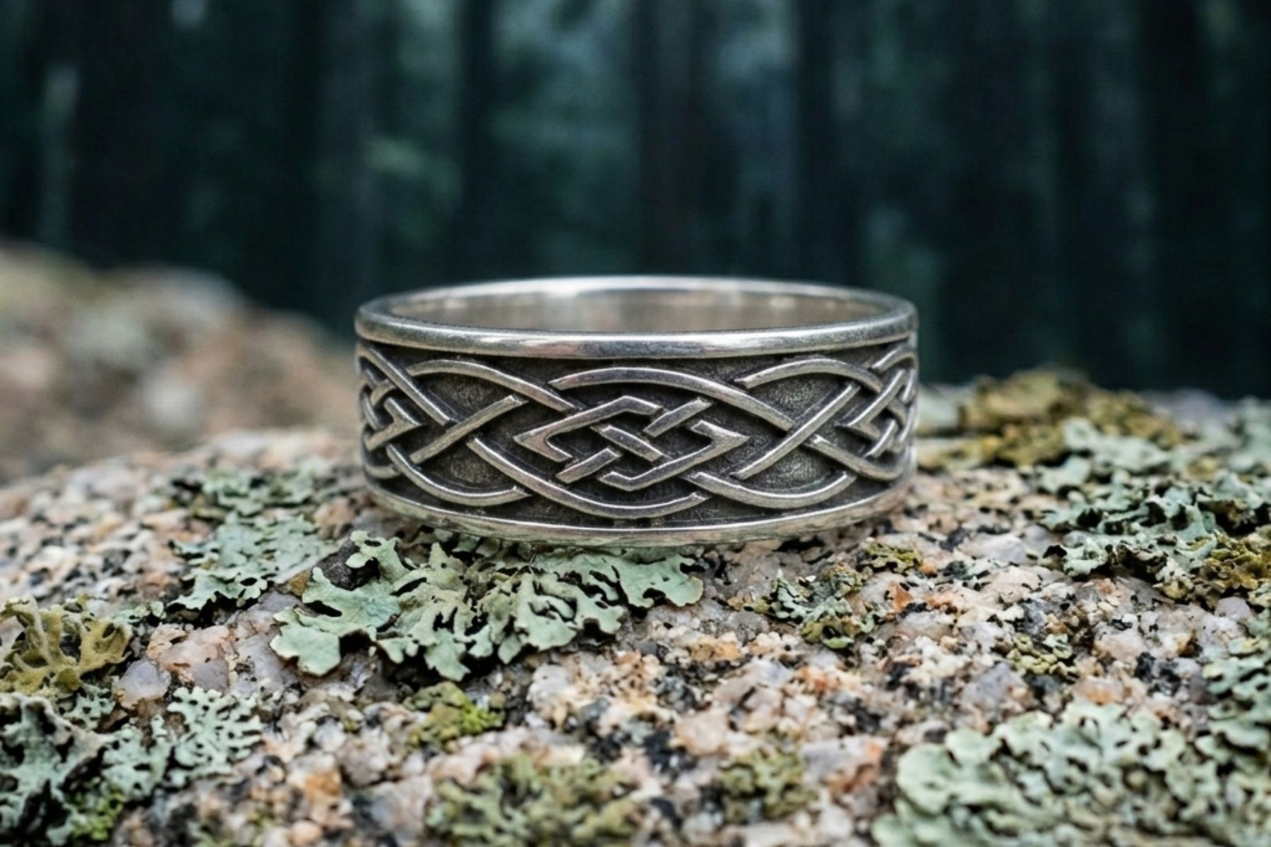 vkngjewelry Ring Celtic Knot Irish Oxidized Unisex Band Ring 925 Sterling Silver