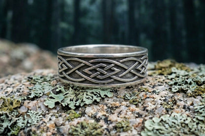 vkngjewelry Ring Celtic Knot Irish Oxidized Unisex Band Ring 925 Sterling Silver