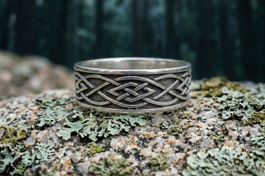 vkngjewelry Ring Celtic Knot Irish Oxidized Unisex Band Ring 925 Sterling Silver