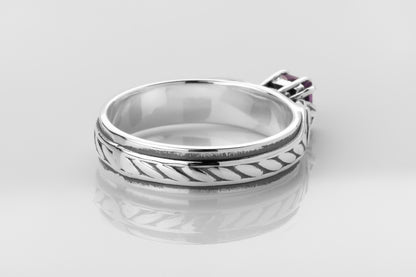 vkngjewelry Rings Celtic Knot Wedding Ring with Amethyst