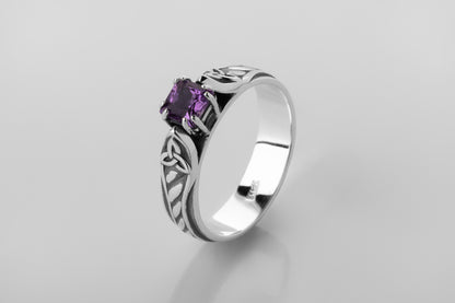vkngjewelry Rings Celtic Knot Wedding Ring with Amethyst