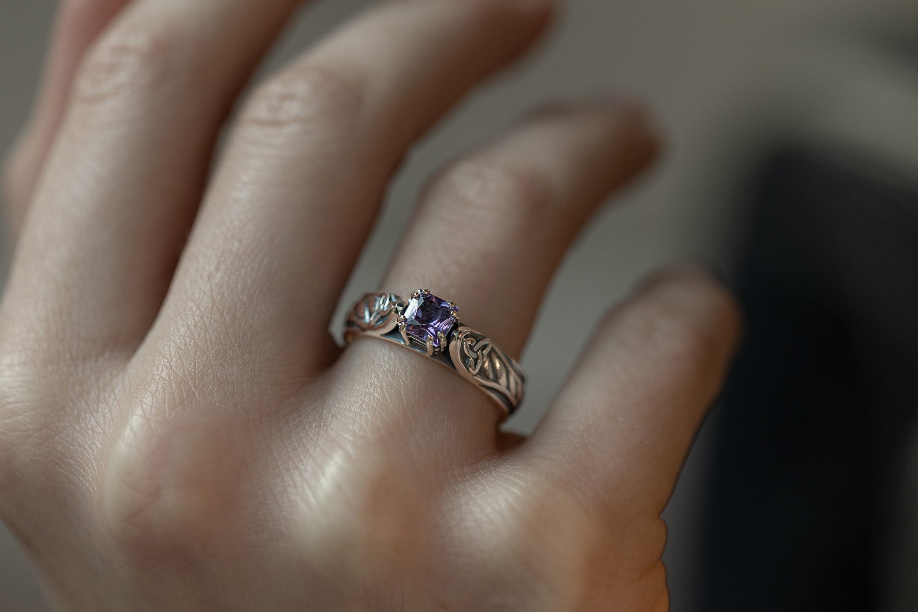 vkngjewelry Rings Celtic Knot Wedding Ring with Amethyst