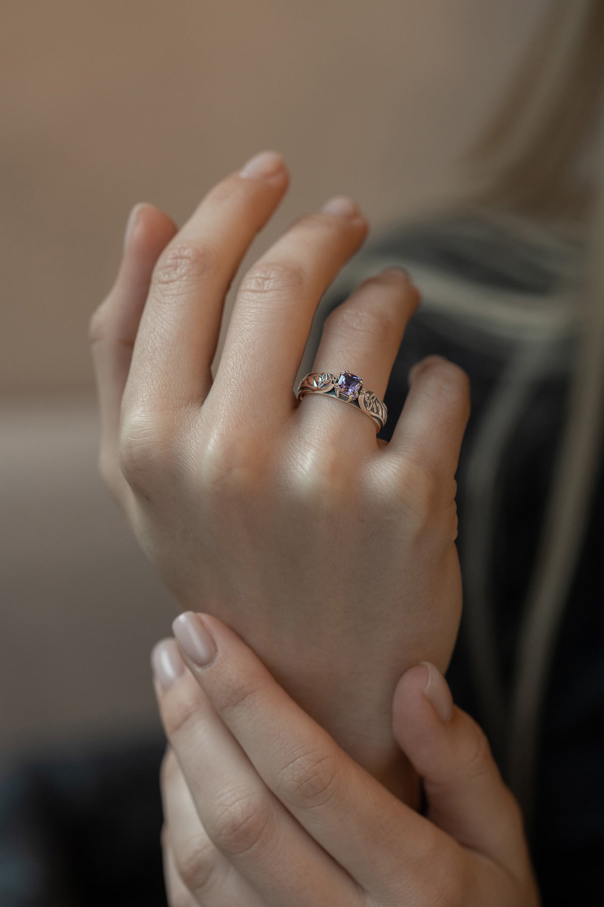 vkngjewelry Rings Celtic Knot Wedding Ring with Amethyst