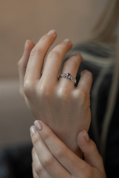 vkngjewelry Rings Celtic Knot Wedding Ring with Amethyst