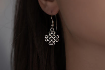 vkngjewelry Earrings Celtic Knotwork Earrings, Silver Norse Jewelry