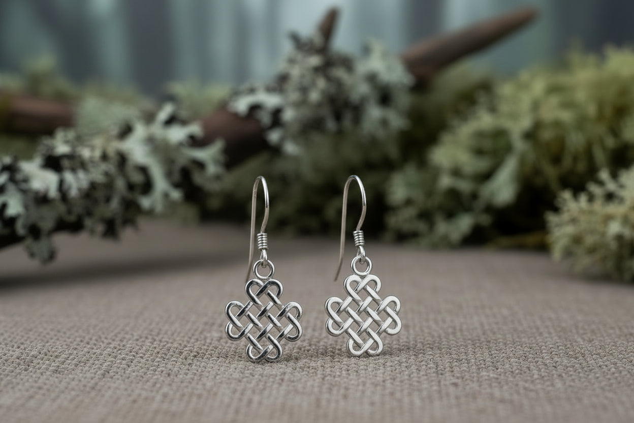 vkngjewelry Earrings Celtic Knotwork Earrings, Silver Norse Jewelry