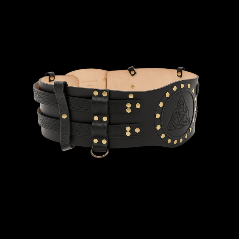 vkngjewelry Belt Buckles Celtic Leather Battle Belt "Bedran" Wide Belt