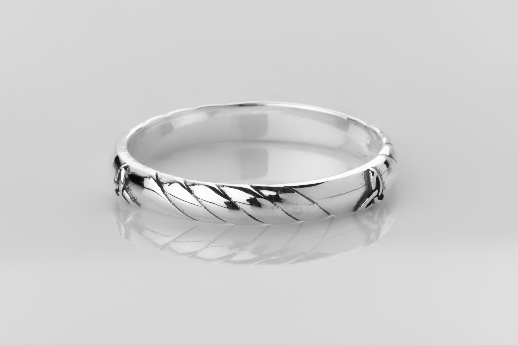 vkngjewelry Rings Celtic Trinity Knot Silver Band, Norse Wedding Ring