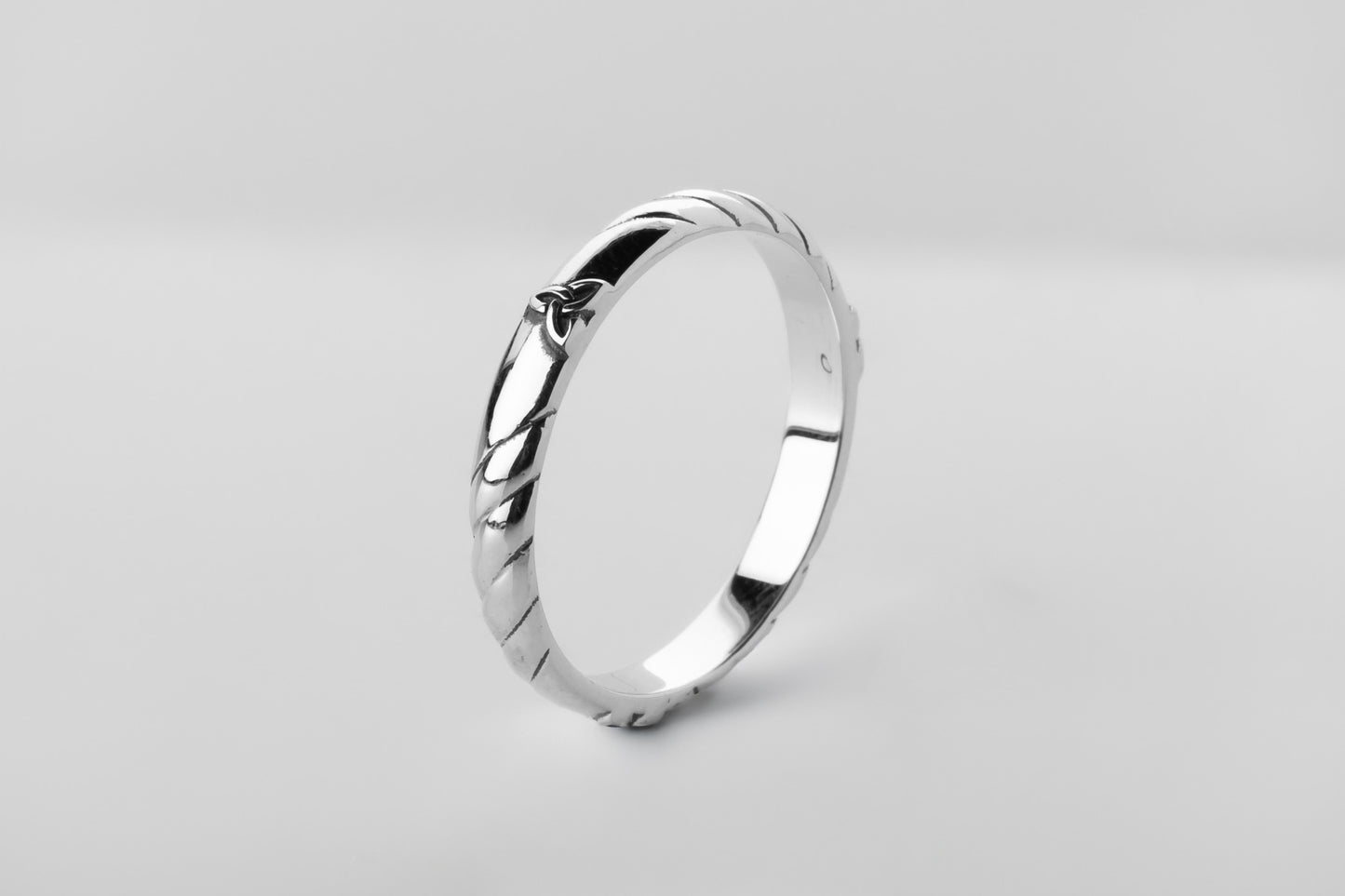 vkngjewelry Rings Celtic Trinity Knot Silver Band, Norse Wedding Ring