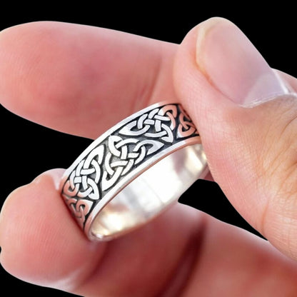 vkngjewelry Bagues Celtic Triquetra Knot Band Ring 925 Sterling Silver