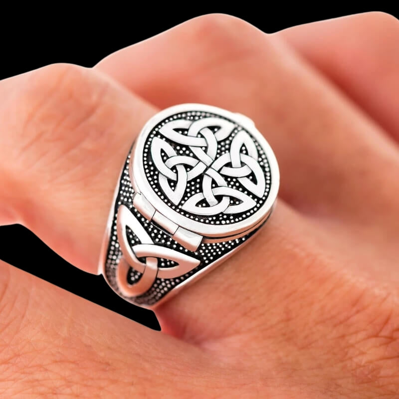 vkngjewelry Bagues Celtic Triquetra Poison Ring 925 Sterling Silver