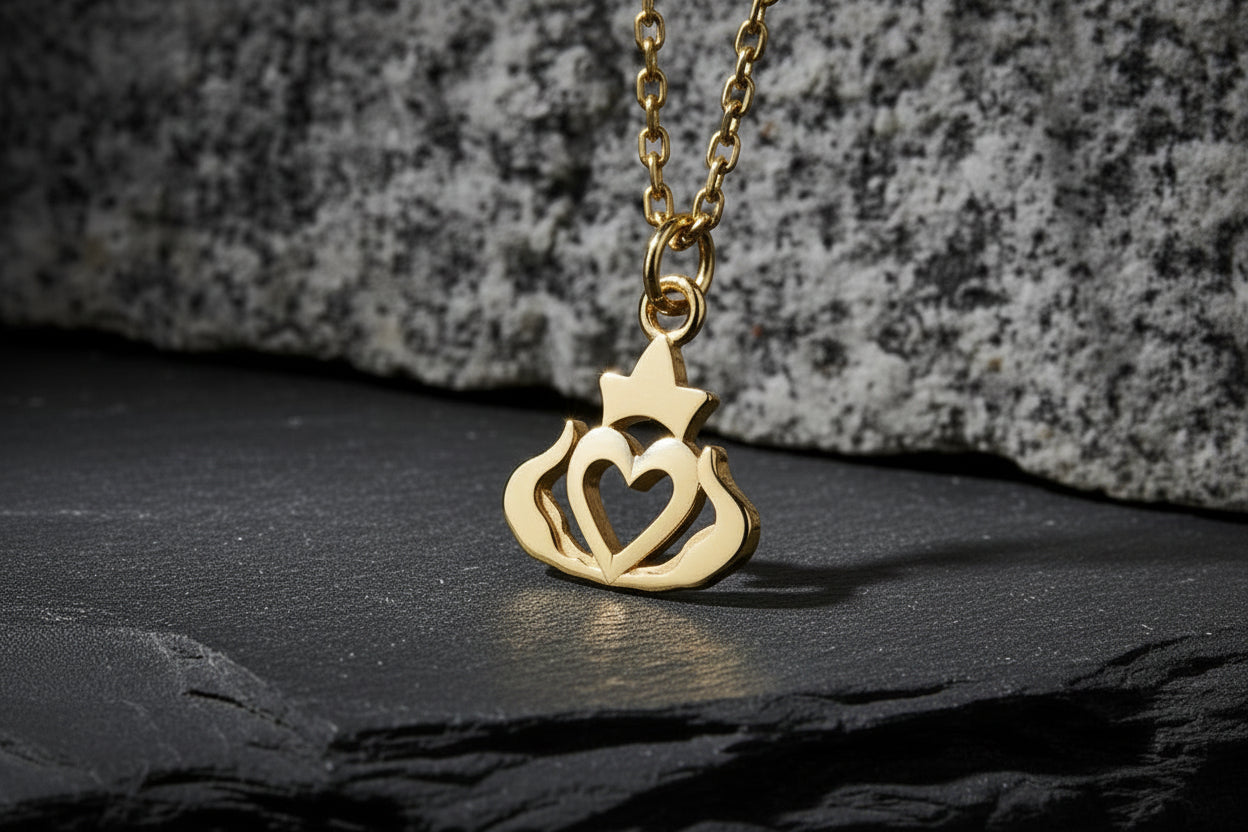 vkngjewelry Pendant Claddagh Celtic Pendant - Symbol of Love, Loyalty & Friendship V2