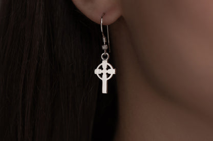 vkngjewelry Earrings Classic Cross Earrings, Sterling Silver Jewelry