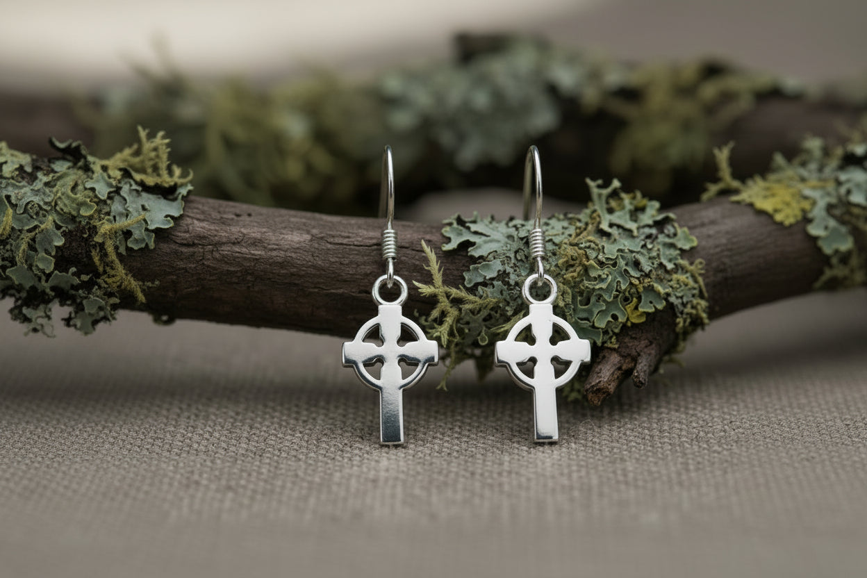 vkngjewelry Earrings Classic Cross Earrings, Sterling Silver Jewelry