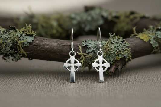 vkngjewelry Earrings Classic Cross Earrings, Sterling Silver Jewelry