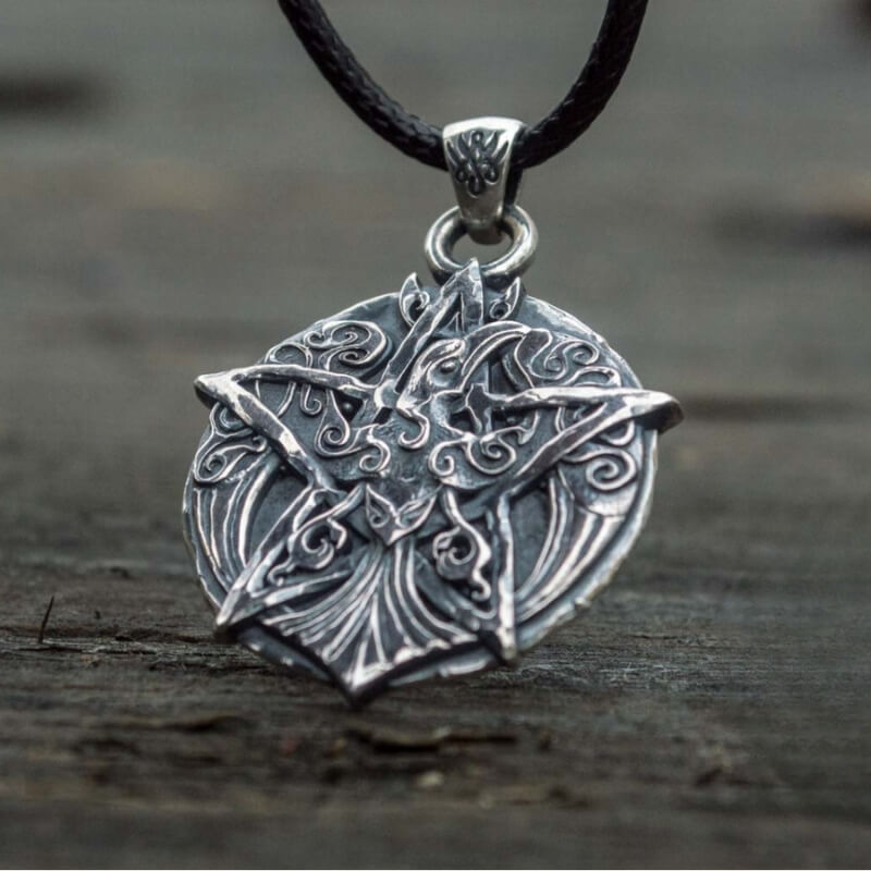 vkngjewelry Pendant Handcrafted Crown Pendant With Ornament Sterling Silver Wicca Jewelry