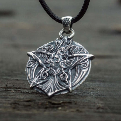 vkngjewelry Pendant Handcrafted Crown Pendant With Ornament Sterling Silver Wicca Jewelry
