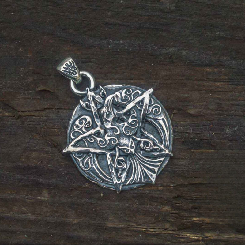 vkngjewelry Pendant Handcrafted Crown Pendant With Ornament Sterling Silver Wicca Jewelry
