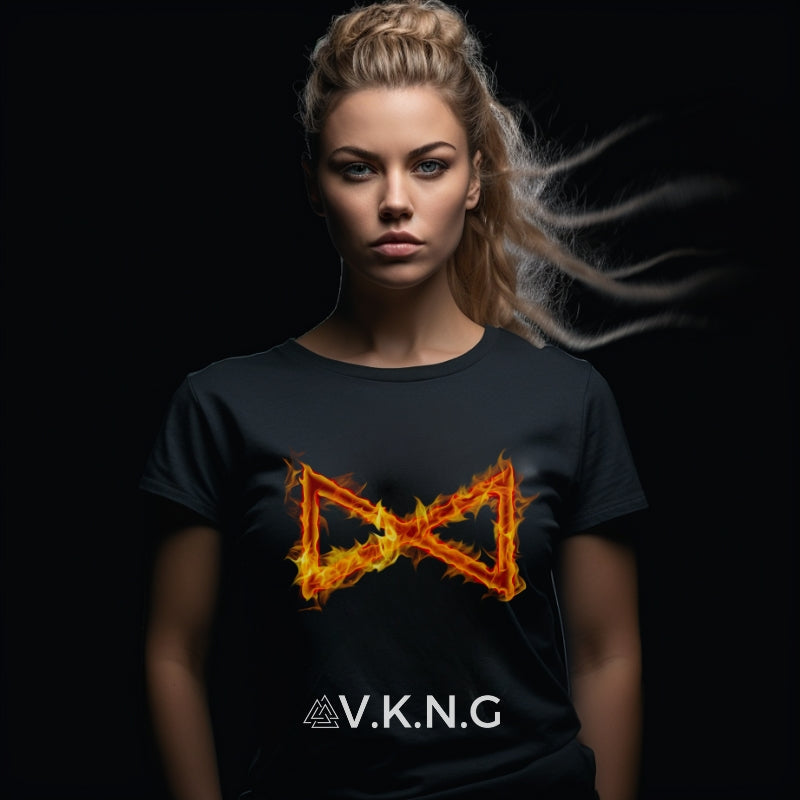 Printify T-Shirt Dagaz Flaming Rune V.K.N.G™ T-shirt Girly Cut