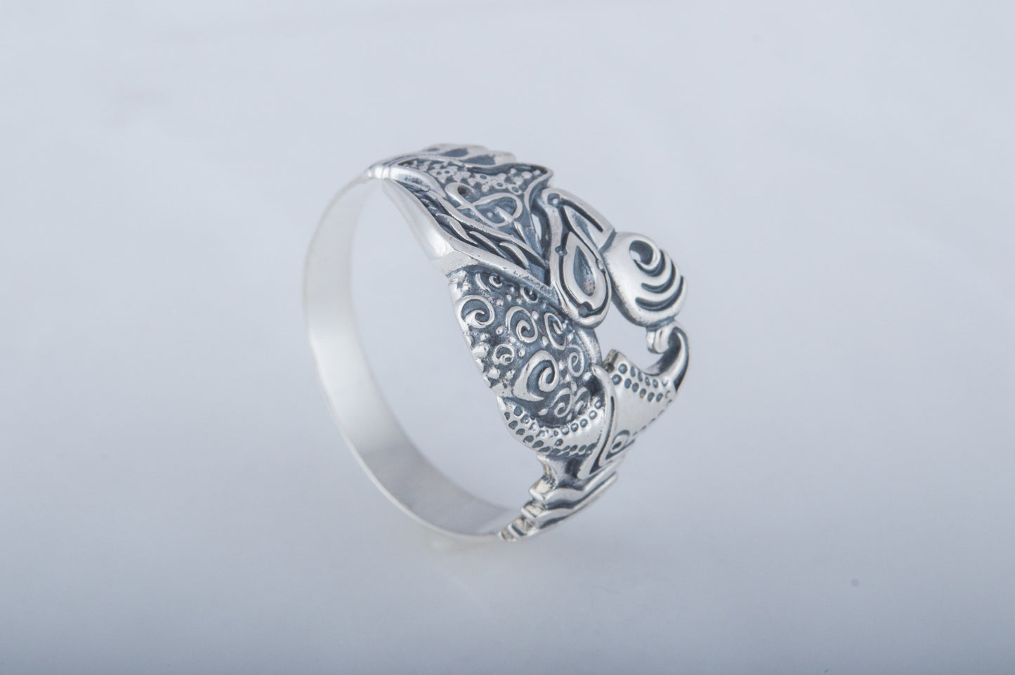 vkngjewelry Ring Handcrafted Designed Raven Sterling Silver Ring
