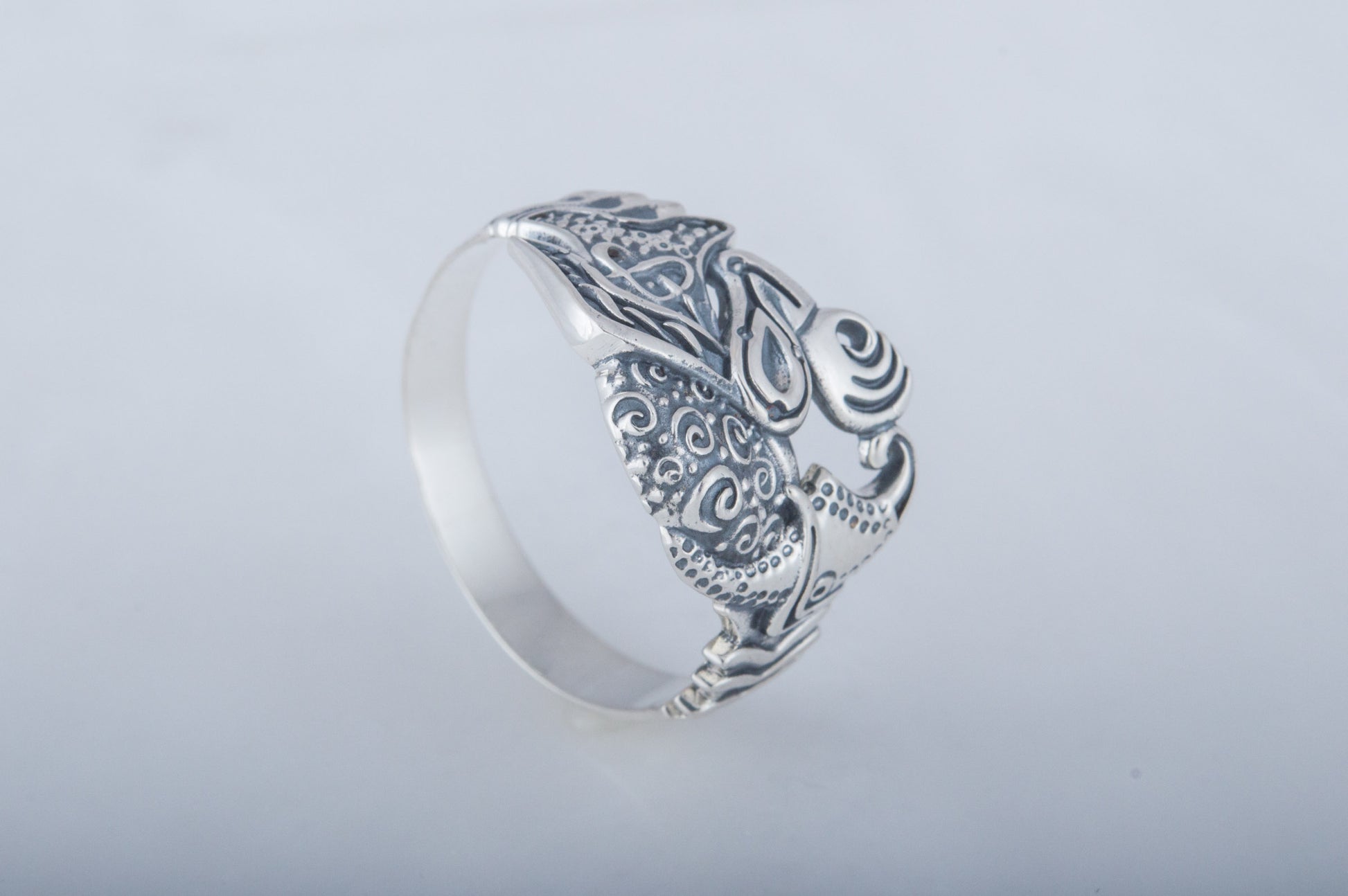 vkngjewelry Ring Handcrafted Designed Raven Sterling Silver Ring
