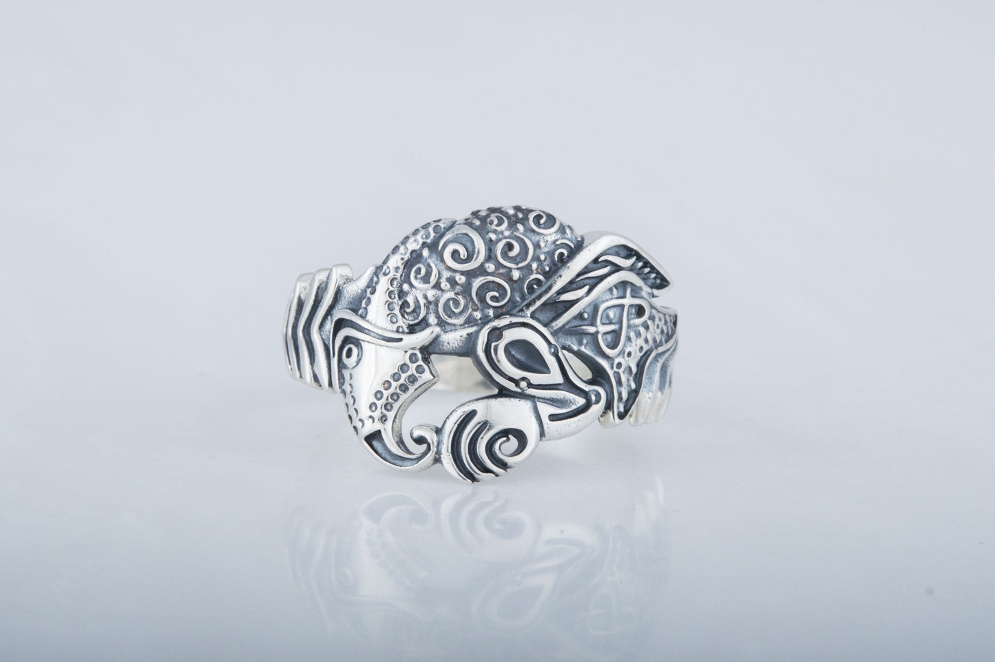 vkngjewelry Ring Handcrafted Designed Raven Sterling Silver Ring