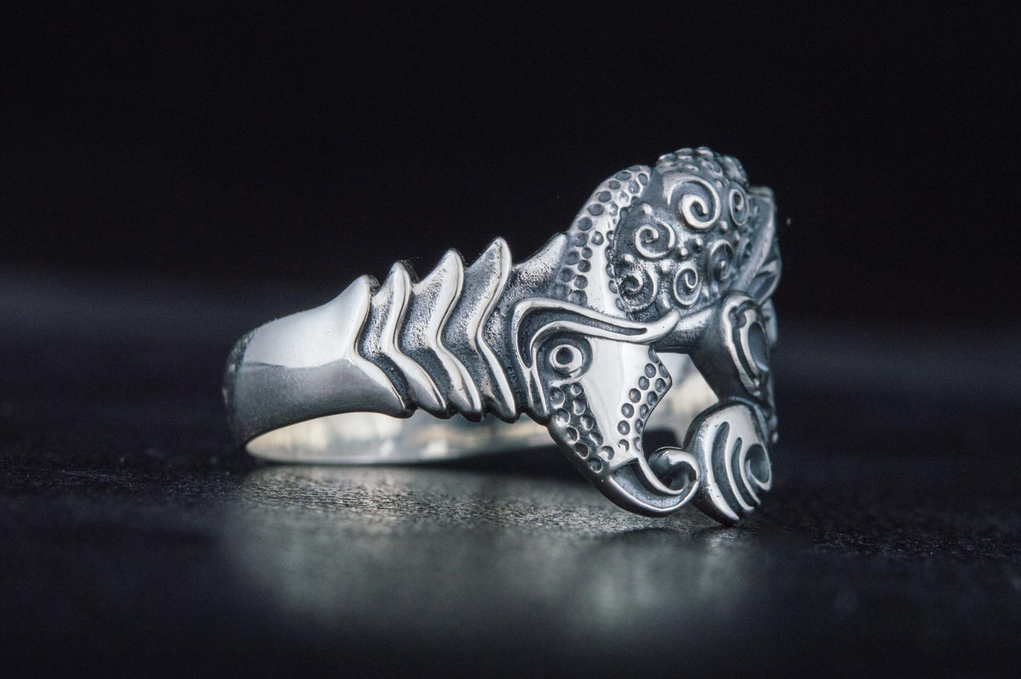 vkngjewelry Ring Handcrafted Designed Raven Sterling Silver Ring