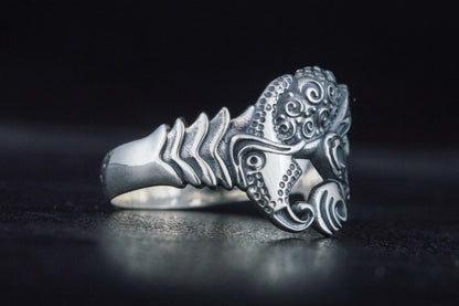 vkngjewelry Ring Handcrafted Designed Raven Sterling Silver Ring