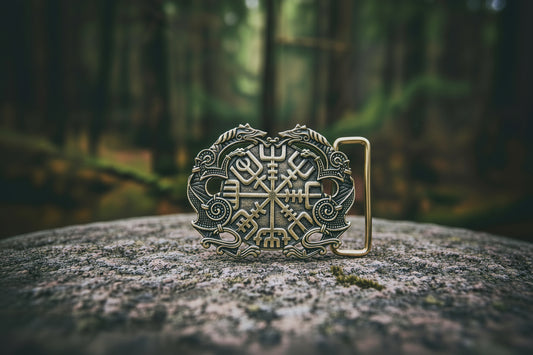 vkngjewelry Belt Double-Sided Solid Brass Viking Vegvisir Belt Buckle