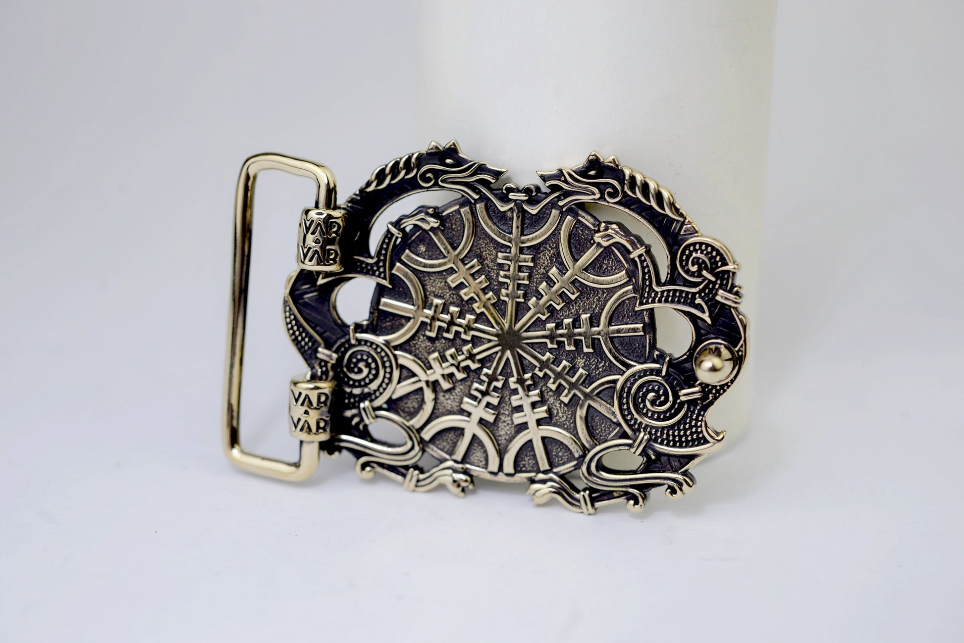 vkngjewelry Belt Double-Sided Solid Brass Viking Vegvisir Belt Buckle