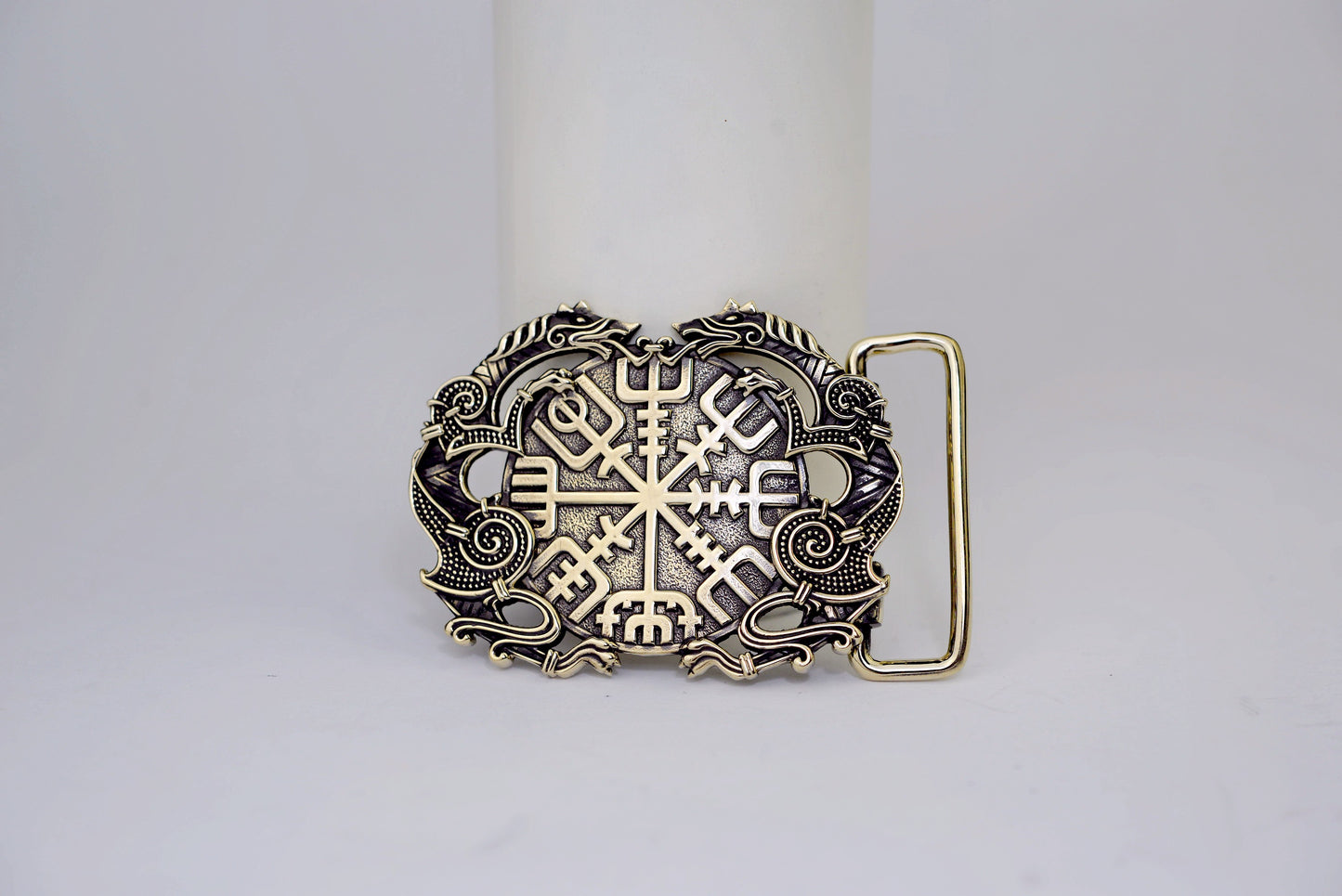 vkngjewelry Belt Double-Sided Solid Brass Viking Vegvisir Belt Buckle